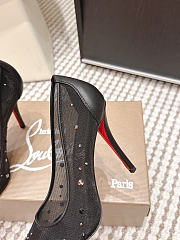 Colestore Christian Louboutin Follies Strass 85 mm Pumps Mesh and Suede Black - 2