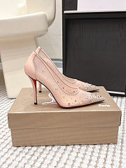 Colestore Christian Louboutin Follies Strass 85 mm Pumps Mesh and Suede Light Silk - 6