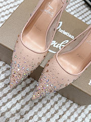 Colestore Christian Louboutin Follies Strass 85 mm Pumps Mesh and Suede Light Silk - 5
