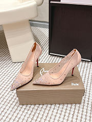 Colestore Christian Louboutin Follies Strass 85 mm Pumps Mesh and Suede Light Silk - 4