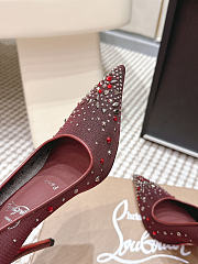 Colestore Christian Louboutin Follies Strass 85 mm Pumps Mesh and Suede Burgundy - 5