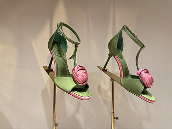 Colestore Roger Vivier Rose Vivier Sandals in Satin Green, Pink