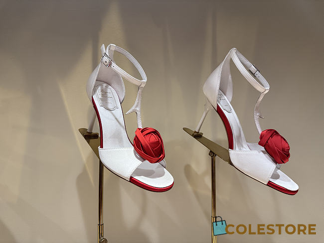 Colestore Roger Vivier Rose Vivier Sandals in Satin White, Red - 1