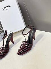 Colestore Celine Cage  Strappy Sandal In Laminated Lambskin Burgundy - 6