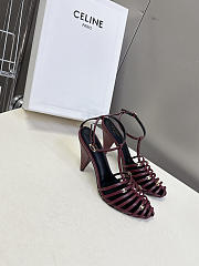 Colestore Celine Cage  Strappy Sandal In Laminated Lambskin Burgundy - 5
