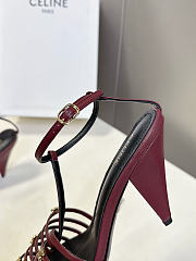 Colestore Celine Cage  Strappy Sandal In Laminated Lambskin Burgundy - 4