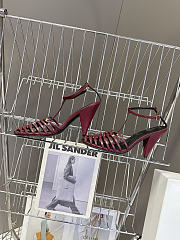 Colestore Celine Cage  Strappy Sandal In Laminated Lambskin Burgundy - 2