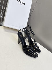 Colestore Celine Cage  Strappy Sandal In Laminated Lambskin Black - 6