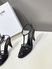 Colestore Celine Cage  Strappy Sandal In Laminated Lambskin Black - 5