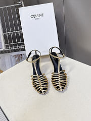 Colestore Celine Cage  Strappy Sandal In Laminated Lambskin Gold - 1