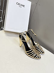 Colestore Celine Cage  Strappy Sandal In Laminated Lambskin Gold - 6