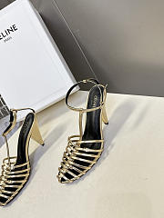 Colestore Celine Cage  Strappy Sandal In Laminated Lambskin Gold - 5