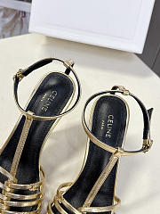 Colestore Celine Cage  Strappy Sandal In Laminated Lambskin Gold - 3