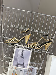 Colestore Celine Cage  Strappy Sandal In Laminated Lambskin Gold - 2