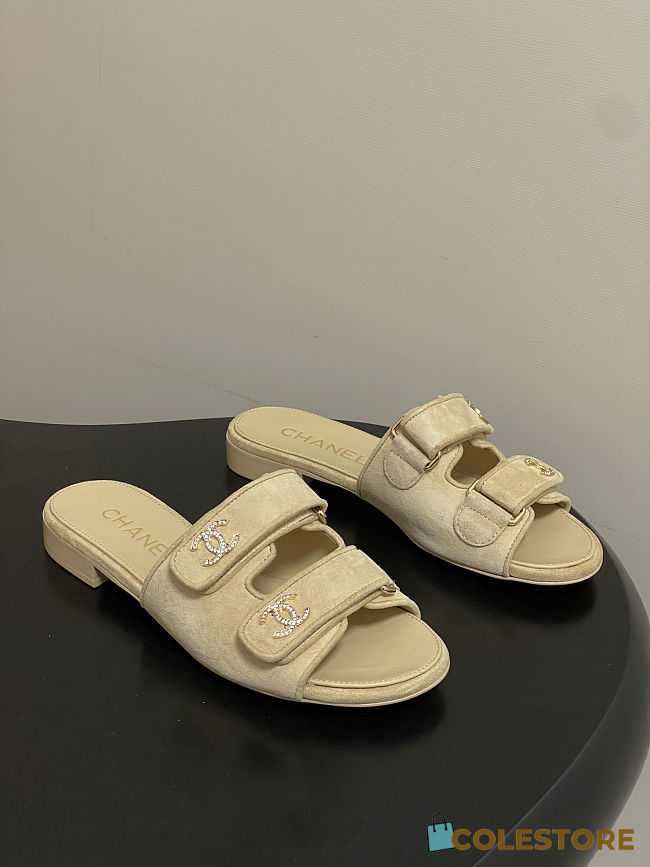 Colestore Chanel Open-toe Shoes Suede Beige - 1