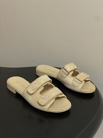 Colestore Chanel Open-toe Shoes Suede Beige
