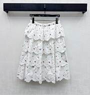 Colestore Dior Embroidered Floral Tiered Eyelet Skirt - 1