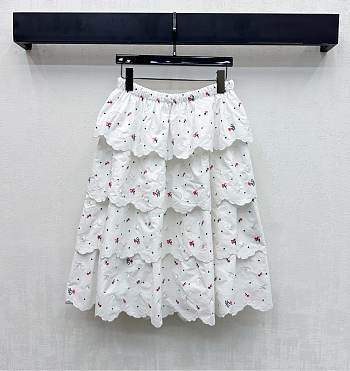Colestore Dior Embroidered Floral Tiered Eyelet Skirt