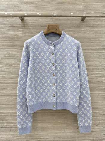 Colestore Louis Vuitton Monogram Patterned Wool Cardigan Blue