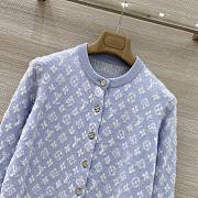 Colestore Louis Vuitton Monogram Patterned Wool Cardigan Blue - 3