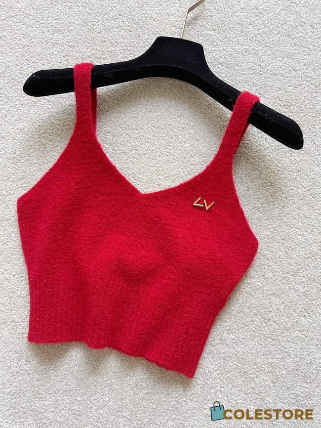 Colestore Louis Vuitton Sweater Textured Knitted Wool Blend Red - 1