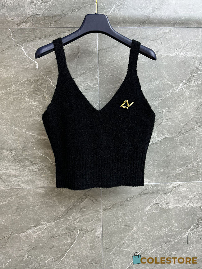 	 Colestore Louis Vuitton Sweater Textured Knitted Wool Blend Black - 1