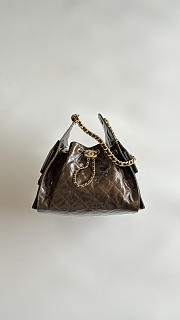 Colestore Chanel 25 Small Handbag Glossy Calfskin with Wrinkled Effect & Gold-plated Metal Dark Brown 30x26x14cm - 1