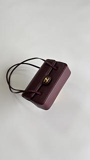 Colestore Chanel Small Flap-Top bag Glossy Calfskin with Grain Effect & Gold-plated Metal Burgundy 22x15x7cm - 6