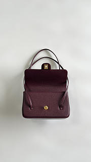 Colestore Chanel Small Flap-Top bag Glossy Calfskin with Grain Effect & Gold-plated Metal Burgundy 22x15x7cm - 2