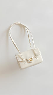Colestore Chanel Clutch with Leather strap Glossy Calfskin with Grain Effect & Gold-Plated Metal White 17x11.5x5cm - 5
