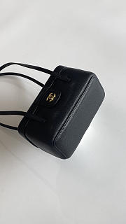 Colestore Chanel Long Vanity Bag with Leather Strap Glossy Calfskin with Grain Effect & Gold-plated Metal Black 17x9.5x8cm - 2