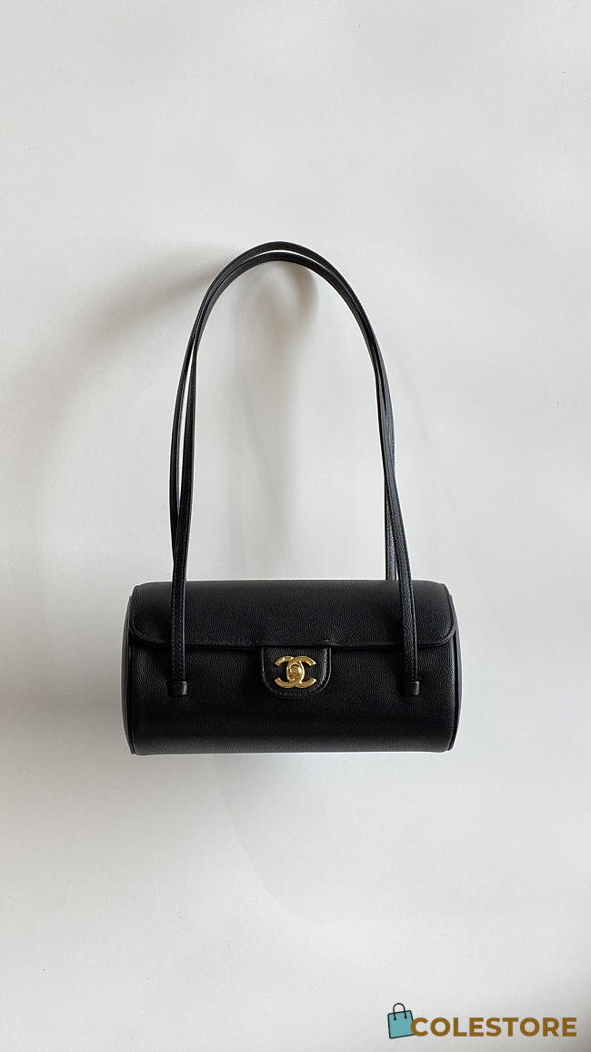 Colestore Chanel Small Bowling Bag Glossy Calfskin with Grain Effect & Gold-plated metal Black  10 x 20.5 x 10cm - 1