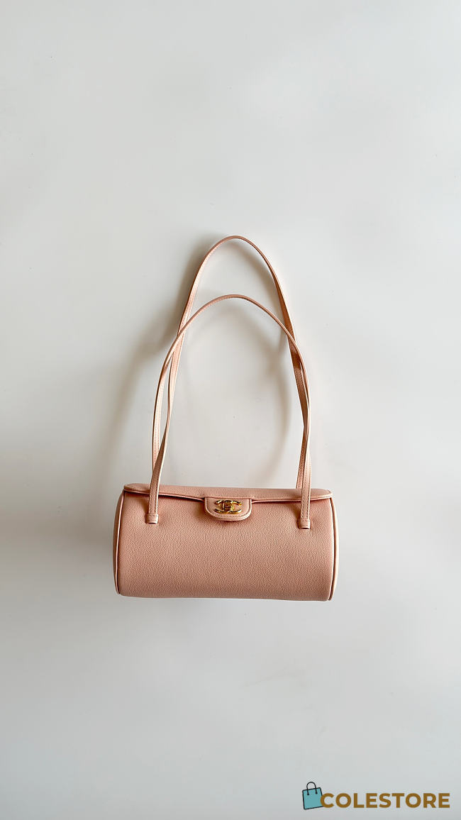 Colestore Chanel Small Bowling Bag Glossy Calfskin with Grain Effect & Gold-plated metal Pink  10 x 20.5 x 10cm - 1