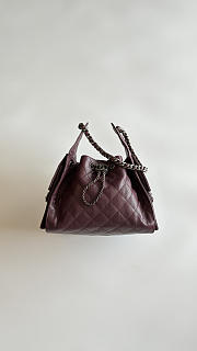 Colestore Chanel 25 Small Handbag Grained Calfskin & Ruthenium Finish Metal Dark Burgundy 30x26x14cm - 1