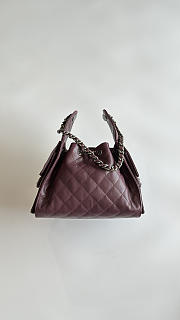 Colestore Chanel 25 Small Handbag Grained Calfskin & Ruthenium Finish Metal Dark Burgundy 30x26x14cm - 5