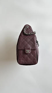 Colestore Chanel 25 Small Handbag Grained Calfskin & Ruthenium Finish Metal Dark Burgundy 30x26x14cm - 4