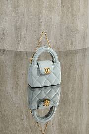 Colestore Chanel Mini Bag Accessories Glossy sheepskin & Gold-plated metal Light Blue 10x6.5x4cm - 3