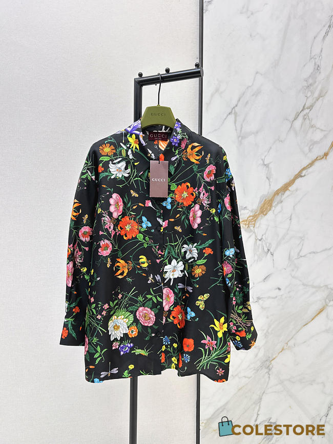 Colestore  Gucci Printed Silk Twill Shirt in Multicolor - 1