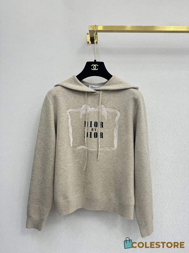 Colestore Dior Book Cover Hooded Sweatshirt Beige and Black - 1