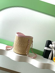 Colestore Chanel Small Shopping bag Braided Straw, Sheepskin & Gold-Colored Metal Beige & Pink  18x41x13cm - 5