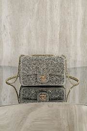Colestore Chanel Crystal-Embellished Classic Flap Bag Silver/Grey 20cm - 1