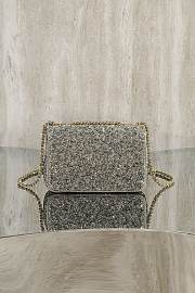 Colestore Chanel Crystal-Embellished Classic Flap Bag Silver/Grey 20cm - 3