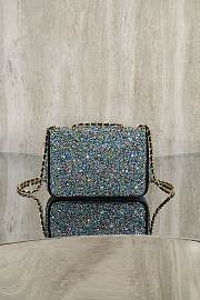 Colestore Chanel Crystal-Embellished Classic Flap Bag Blue/Multicolor 20cm - 5
