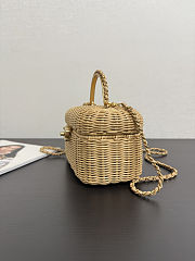 Colestore Chanel Vanity Bag   Braided Rattan & Gold-colored Metal  Beige  11.5 x 19.5 x 11cm - 2