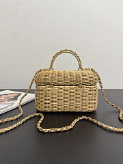 Colestore Chanel Vanity Bag   Braided Rattan & Gold-colored Metal  Beige  11.5 x 19.5 x 11cm - 4
