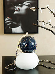 Colestore Chanel Celestial Globe Minaudière Resin, Crystal Embellishments & Gold-tone metal Dark Blue  - 1
