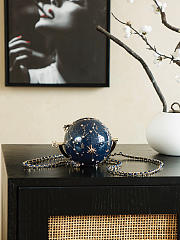 Colestore Chanel Celestial Globe Minaudière Resin, Crystal Embellishments & Gold-tone metal Dark Blue  - 2