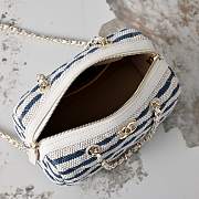 Colestore Chanel Clutch with Strap Crocheted Fabric, Sheepskin & Gold-colored metal Blue 11.5x18.5x11cm - 6