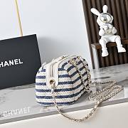 Colestore Chanel Clutch with Strap Crocheted Fabric, Sheepskin & Gold-colored metal Blue 11.5x18.5x11cm - 5