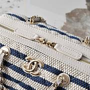 Colestore Chanel Clutch with Strap Crocheted Fabric, Sheepskin & Gold-colored metal Blue 11.5x18.5x11cm - 4